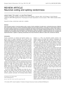 REVIEW ARTICLE Neuronal coding and spiking randomness Lubomir Kostal, Petr Lansky