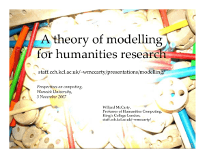 A theory of modelling  for humanities research staff.cch.kcl.ac.uk/~wmccarty/presentations/modelling/ Perspectives on computing, 