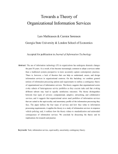 Towards a Theory of Organizational Information Services  Lars Mathiassen &amp; Carsten Sørensen