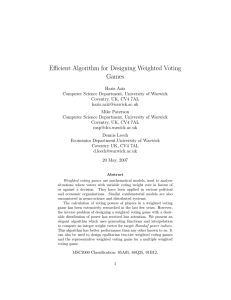 Efficient Algorithm for Designing Weighted Voting Games