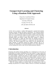 Unsupervised Learning and Clustering Using a Random Field Approach