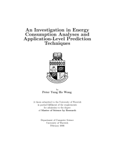 An Investigation in Energy Consumption Analyses and Application-Level Prediction Techniques