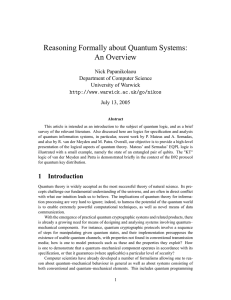 Reasoning Formally about Quantum Systems: An Overview