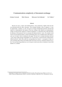 Communication complexity of document exchange Graham Cormode Mike Paterson S¨uleyman Cenk S.ahinalp