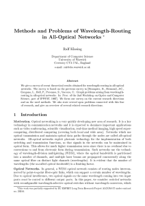 Methods and Problems of Wavelength-Routing in All-Optical Networks Department of Computer Science