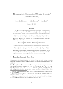 The Asymptotic Complexity of Merging Networks (Extended Abstract)