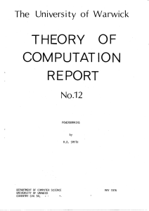 COMPUTATION THEORY OF REPORT