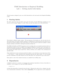 CS405 Introduction to Empirical Modelling