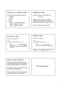 Definitions in eden Programming / modelling in EDEN