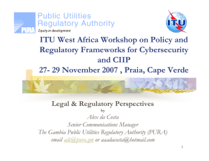 ITU West Africa Workshop on Policy and Regulatory Frameworks for Cybersecurity 27-