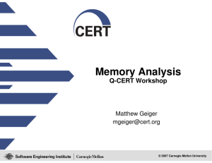 Memory Analysis Q-CERT Workshop Matthew Geiger