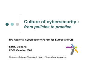 Culture of cybersecurity : from policies to practice Sofia, Bulgaria