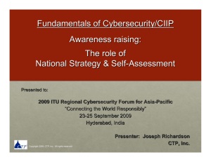 Fundamentals of Cybersecurity/CIIP Awareness raising: The role of National Strategy &amp; Self