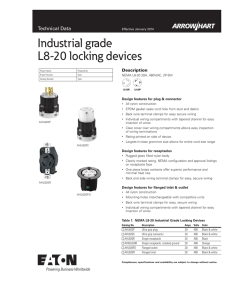 Industrial grade L8-20 locking devices Technical Data Description