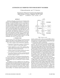 AUTOMATICALLY DERIVED UNITS FOR SEGMENT VOCODERS Department of Electrical Communication Engineering