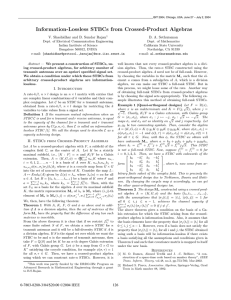 Information-Lossless STBCs from Crossed-Product Algebras V. Shashidhar and B. Sundar Rajan