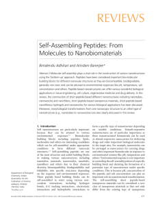 Reviews Self-Assembling Peptides: From Molecules to Nanobiomaterials Bimalendu Adhikari and Arindam Banerjee*