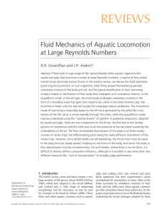 Reviews Fluid Mechanics of Aquatic Locomotion at Large Reynolds Numbers