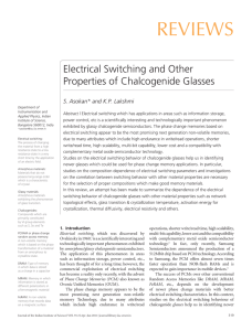 Reviews Electrical Switching and Other Properties of Chalcogenide Glasses