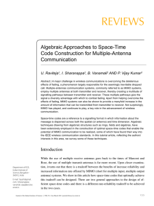 REVIEWS Algebraic Approaches to Space-Time Code Construction for Multiple-Antenna Communication