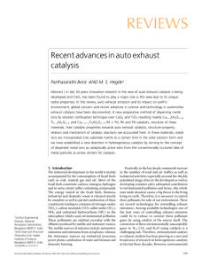 REVIEWS Recent advances in auto exhaust catalysis Parthasarathi Bera