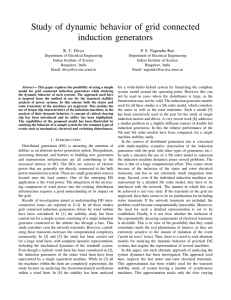 Study of dynamic behavior of grid connected induction generators K. C. Divya