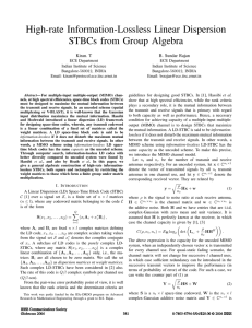 High-rate Information-Lossless Linear Dispersion STBCs from Group Algebra Kiran. T B. Sundar Rajan