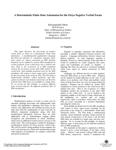 A Deterministic Finite State Automaton for the Oriya Negative Verbal...  Kalyanamalini Sahoo ILTS Project