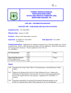 FOREST SERVICE MANUAL NORTHEASTERN AREA STATE AND PRIVATE FORESTRY (NA) NEWTOWN SQUARE, PA