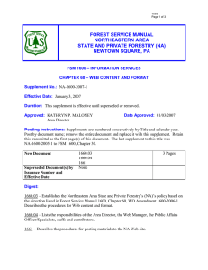 FOREST SERVICE MANUAL NORTHEASTERN AREA STATE AND PRIVATE FORESTRY (NA) NEWTOWN SQUARE, PA