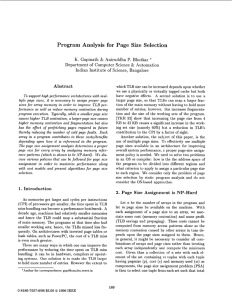 Program Analysis  for  Page  Size  Selection &amp; P. of