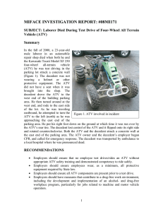 MIFACE INVESTIGATION REPORT: #08MI171 Vehicle (ATV) Summary