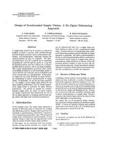 A Design of  Synchronized Supply Chains: Six Sigma Tolerancing