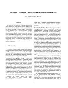 Markovian Coupling vs. Conductance for the Jerrum-Sinclair Chain Abstract