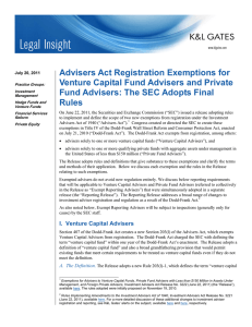 Advisers Act Registration Exemptions for Venture Capital Fund Advisers and Private