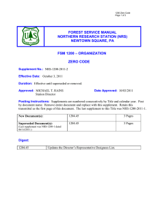 FOREST SERVICE MANUAL NORTHERN RESEARCH STATION (NRS) NEWTOWN SQUARE, PA – ORGANIZATION