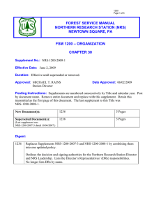 FOREST SERVICE MANUAL NORTHERN RESEARCH STATION (NRS) NEWTOWN SQUARE, PA – ORGANIZATION
