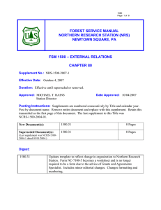 FOREST SERVICE MANUAL NORTHERN RESEARCH STATION (NRS) NEWTOWN SQUARE, PA – EXTERNAL RELATIONS