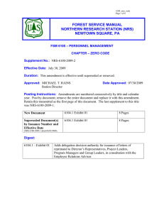 FOREST SERVICE MANUAL NORTHERN RESEARCH STATION (NRS) NEWTOWN SQUARE, PA