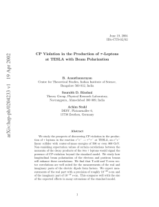 CP Violation in the Production of τ -Leptons