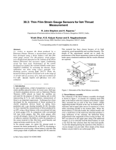 30.3: Thin Film Strain Gauge Sensors for Ion Thrust Measurement * Vivek