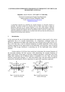 A GENERALIZED EXPRESSION FOR RESONANT FREQUENCY OF CIRCULAR MICROSTRIP ANTENNAS Rajanish ,