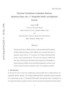 Universal Correlations in Random Matrices: 1/r Quantum Chaos, the Integrable Model, and Quantum