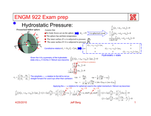 • ENGM 922 Exam prep Hydrostatic Pressure: