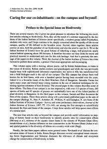 Caring  for  our  co-inhabitants  -on ... Preface to the Special Issue on Biodiversity