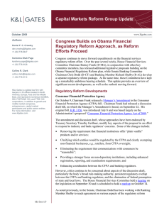 Capital Markets Reform Group Update Congress Builds on Obama Financial Efforts Proceed