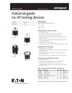 Industrial grade L6-30 locking devices Technical Data Description