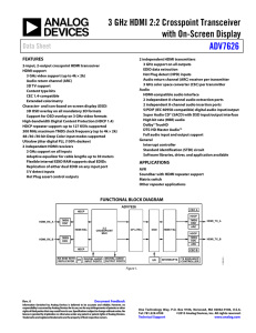 3 GHz HDMI 2:2 Crosspoint Transceiver with On-Screen Display ADV7626 Data Sheet