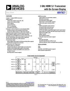 3 GHz HDMI 5:1 Transceiver with On-Screen Display ADV7627 Data Sheet