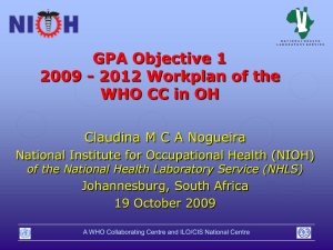 GPA Objective 1 2009 - 2012 Workplan of the